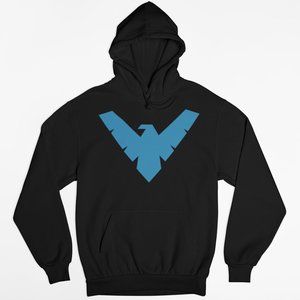 NEW Nightwing Big Logo Fleece Pullover Hoodie BLACK